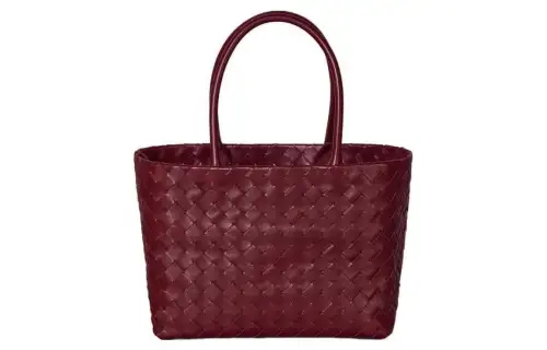 Bottega Veneta Lambskin Tote Bag, Shopping Bag, Handbag Small Women's Bordeaux Red