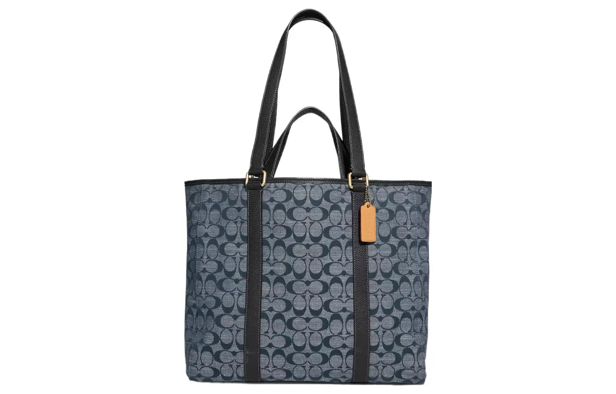 COACH Hudson Mulberry Silk Tote Bag, Shopping Bag, Crossbody Bag, Handbag Large Women's Denim Blue