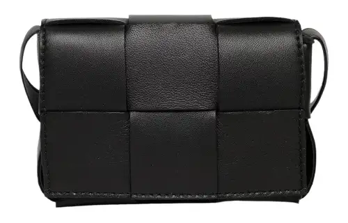 Bottega Veneta Calfskin Shoulder Bag, Crossbody Bag Women's Black