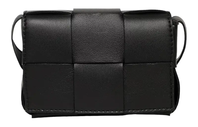Bottega Veneta Calfskin Shoulder Bag, Crossbody Bag Women's Black