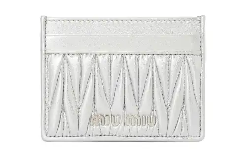 MIU MIU Leather Card Holder Regular Women's Silver