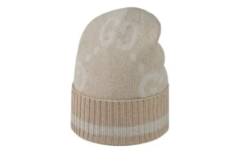 Gucci Gg Damier Jacquard Ribbed Knit Beanie