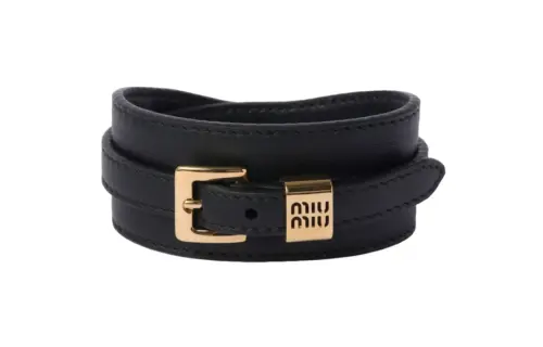 MIU MIU Leather Wristbands Women's Black