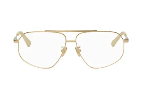 Bottega Veneta Aviator Eyeglass Frames Men's Gold