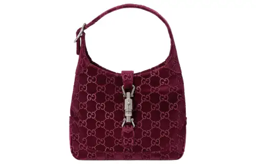 GUCCI Jackie 1961 Velvet Handbag, Shoulder Bag Women's Burgundy