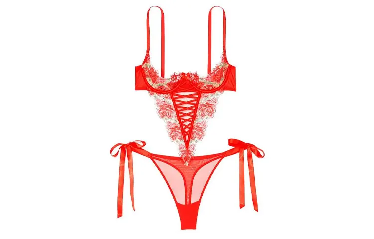 Victoria's Secret Jumpsuit Women's Champagne Coral Red Print