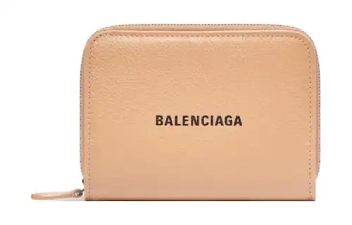 Balenciaga Bifold Leather Card Pocket Wallet Women's Beige
