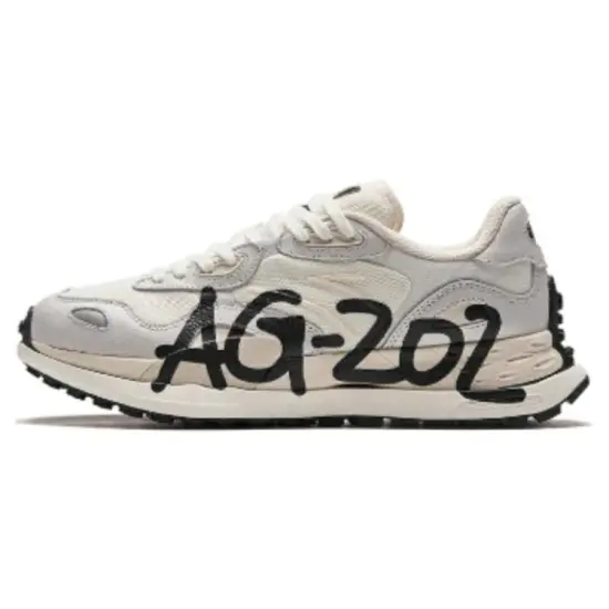 ANTA Running Shoes Men Low-Top Ivory White/Sand Gray/Mud Gray