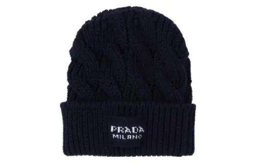 PRADA Polyester Beanies Men's Black