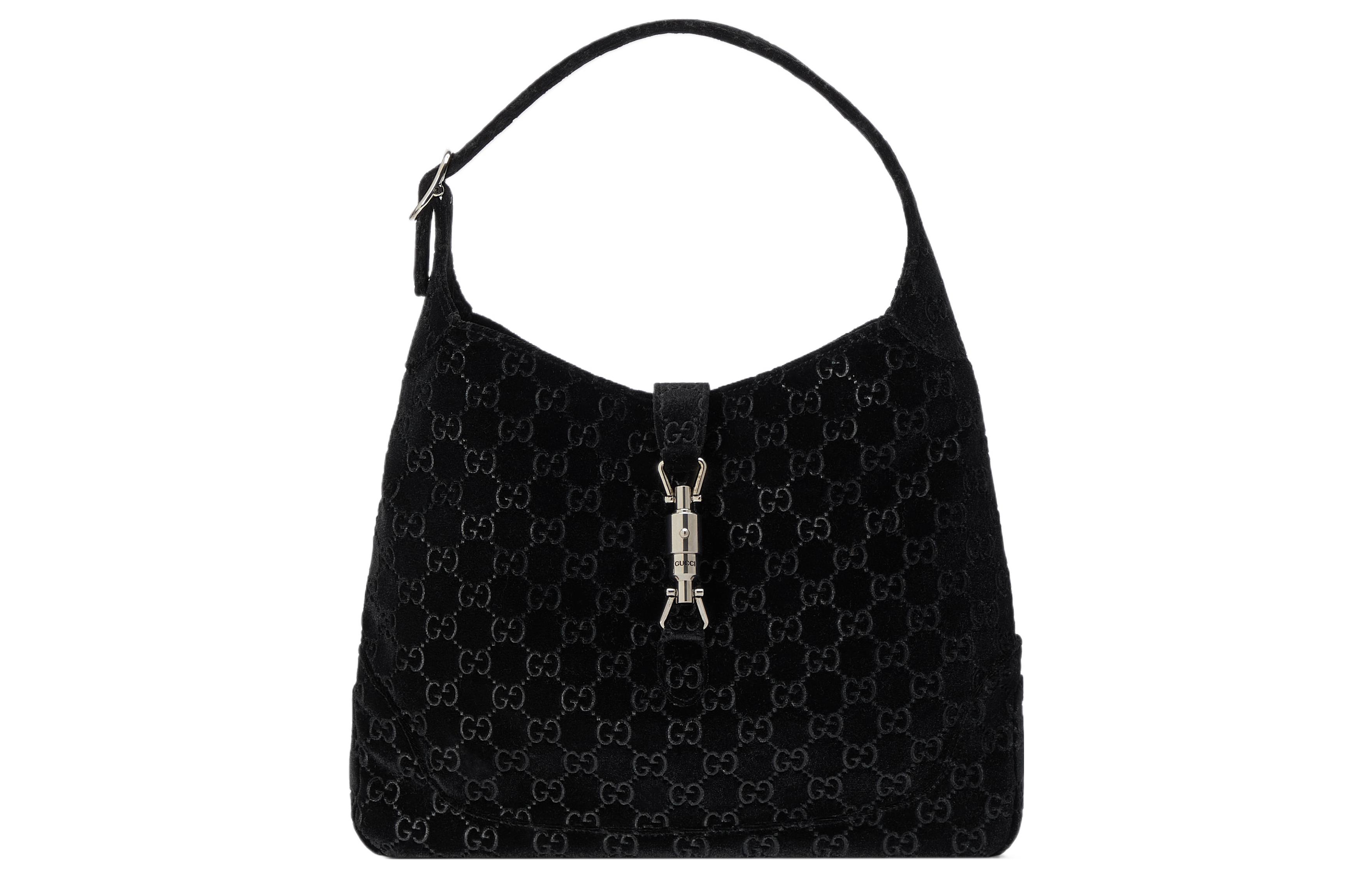 GUCCI Gucci Jackie 1961 Adjustable Shoulder Strap Push-Lock Velvet Hand Shoulder Bag Women's Black