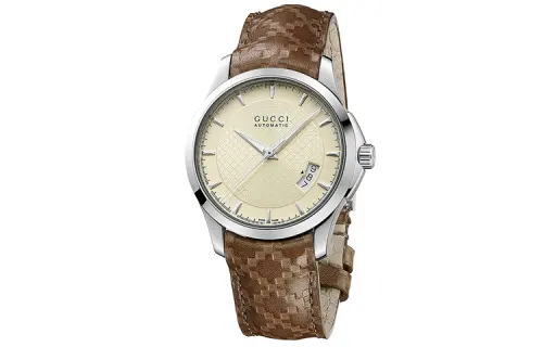 GUCCI Wrist Watches Automatic Mechanical Movement Leather Strap 38mm Beige Watch Dial Unisex 30m Water Resistant
