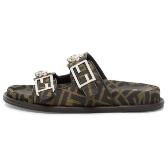 FENDI Ff Jacquard Buckle-Detailed Slides Women's