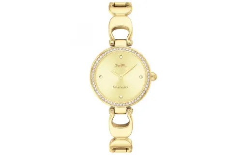 COACH Wrist Watches Quartz Movement Stainless Steel Strap 26mm Gold Dial Women's Watch 30m Water Resistant