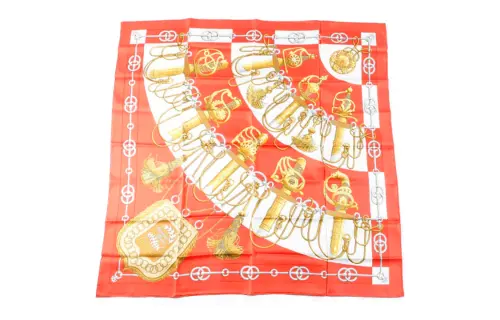 HERMES Letter Print Scarves Unisex Orange