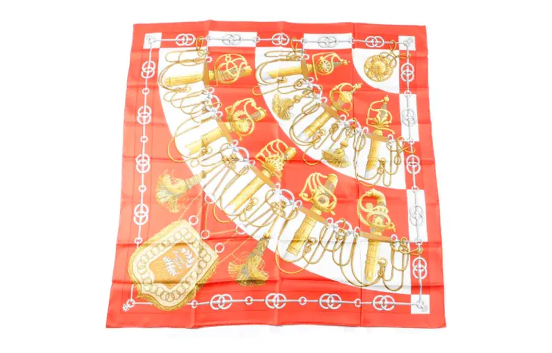 HERMES Letter Print Scarves Unisex Orange
