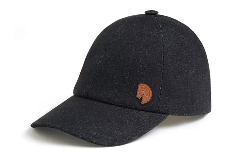 HERMES Carrousel Cotton Baseball Caps Men's Black