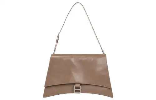 Balenciaga Crush Calfskin Handbag, Shoulder Bag Medium Women's Brown