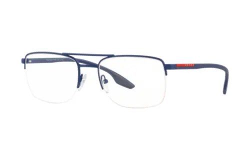 PRADA Metal Rubber Irregular Shape Eyeglass Frames Men's Blue