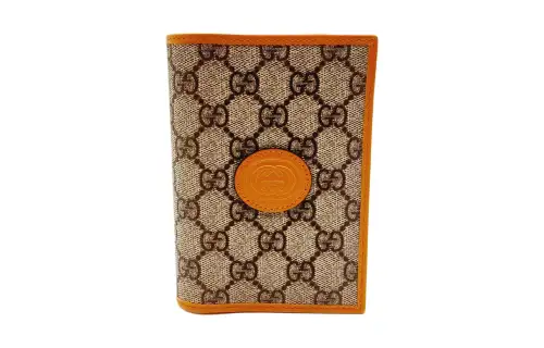 GUCCI Canvas With Leather Trim Canvas Bag Passport Holder Men's Orange