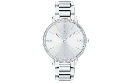 COACH Wrist Watches Quartz Movement Stainless Steel Strap 35mm Silver Dial Women's Watch 30m Water Resistant