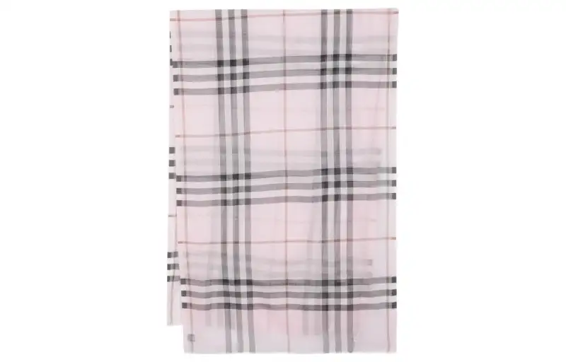 Burberry Check Detailed Frayed Edge Scarf