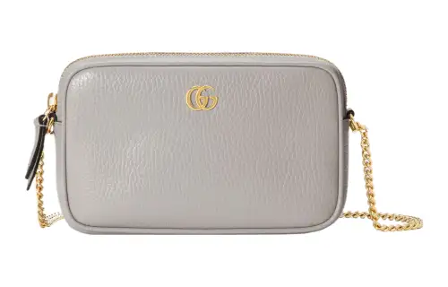 GUCCI GG Marmont Leather Crossbody Bag, Shoulder Bag Women's Gray