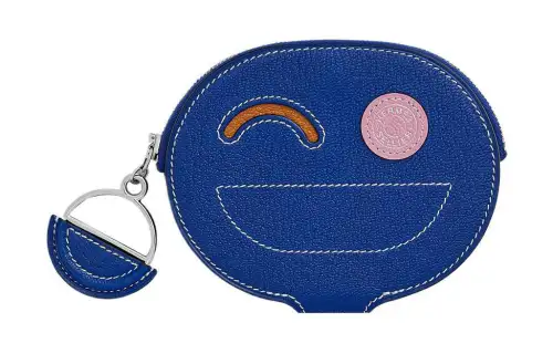 HERMES In The Loop Chevre Mysore Goatskin Card Holder Women's Electric Blue & Burnt Candy & Mallow Purple