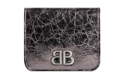 Balenciaga Logo Plaque Metalic Wallet