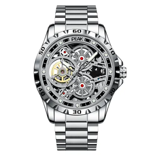 Double-sided automatic mechanical men's watch for leisure, universal gift box, set, mechanism, waterproof dial, glowing bike cassette, fully automatic