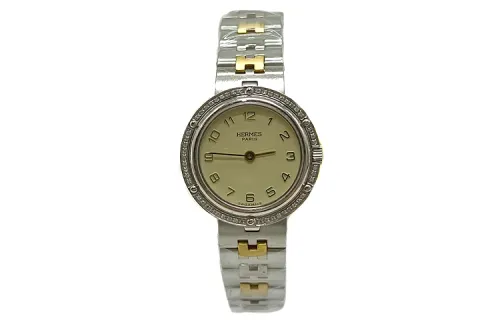 HERMES Mid Century Modern Collection Wrist Watches Quartz Movement Alloy Strap 24mm Yellow Watch Dial Unisex