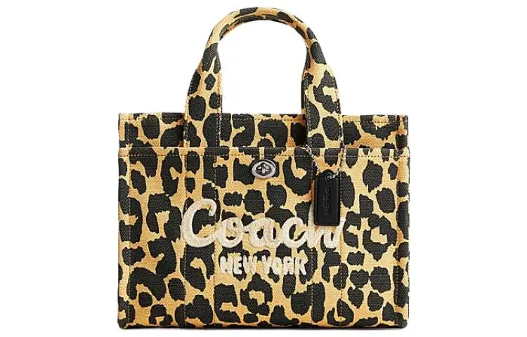 COACH Cargo Fabric Tote Shopping Bag Fabric Shoulder Bag Handbag Medium Women's Black & Yellow