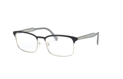 PRADA Metal Rectangular Eyeglass Frames Unisex Black