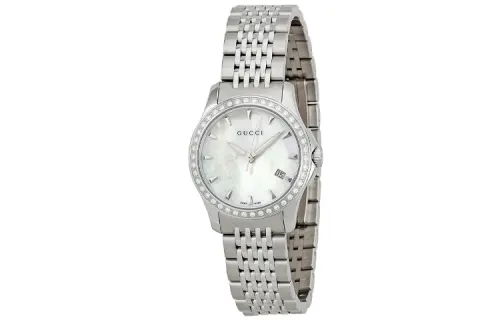 GUCCI Wrist Watches Quartz Movement Stainless Steel Strap Mother of Pearl Color Watch Dial Unisex 30m Water Resistant