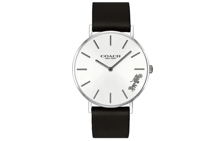 COACH Wrist Watches Quartz Movement Cow Leather Strap 36mm White Dial Women's Watch