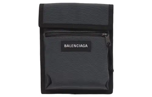 Balenciaga Explorer Nylon With Polyester Shoulder Bag, Crossbody Bag Men's Gray & Black