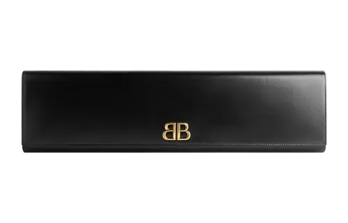 Balenciaga Flap Closure Cow Leather Clutch Women's Black