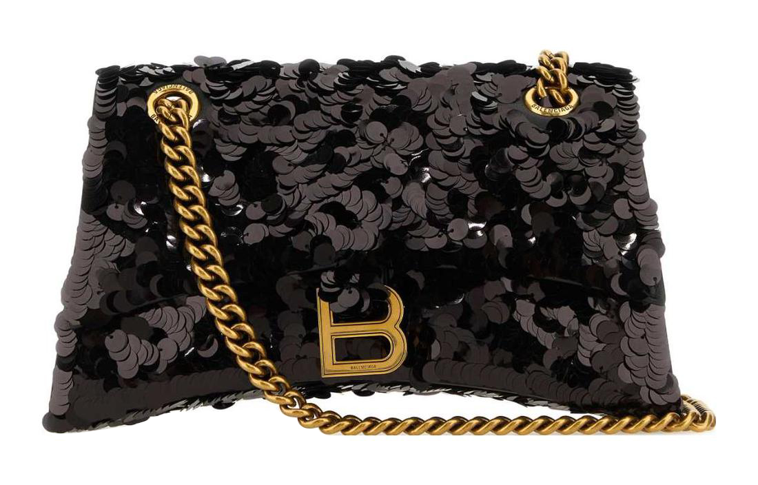 Balenciaga Crush Small Sequin Embellished Shoulder Bag