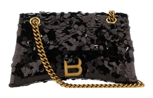Balenciaga Crush Small Sequin Embellished Shoulder Bag