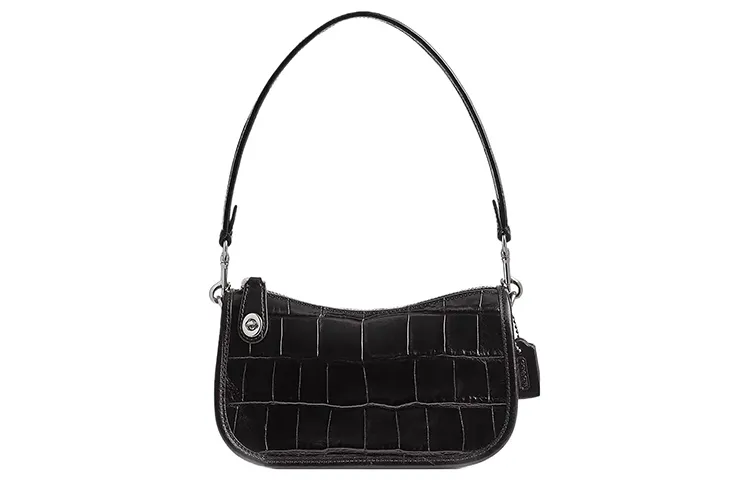 COACH Swinger Cow Leather Handbag, Shoulder Bag Small Women's Black