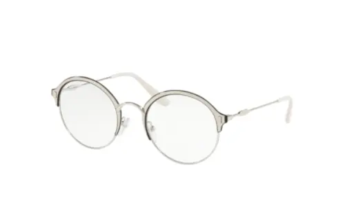 PRADA Metal Irregular Shape Eyeglass Frames Women's Silver