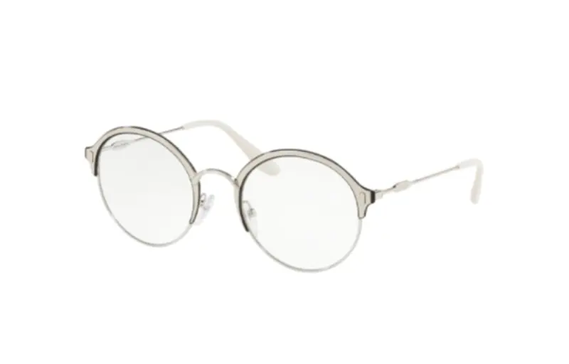 PRADA Metal Irregular Shape Eyeglass Frames Women's Silver