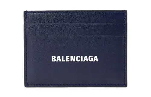 Balenciaga Cow Leather Card Holder Men's Marine Blue