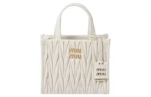 MIU MIU Matelassé Soft Sheepskin Leather Shoulder Bag, Crossbody Bag, Handbag Women's White