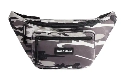 Balenciaga Recycled Nylon Fanny Pack Men's Gray & Camouflage Print