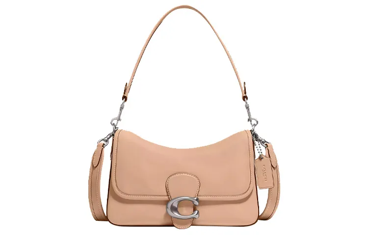 COACH Tabby Smooth Leather Portable Crossbody Bag, Shoulder Bag Medium Women's Silver & Light Yellow