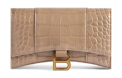 Balenciaga Hourglass Calfskin Wallet Women's Light Brown