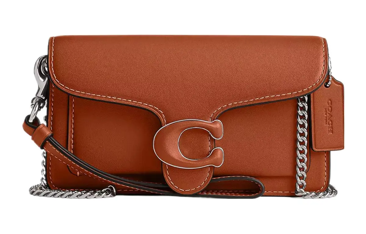 COACH Tabby Glove Tanned Leather Shoulder Bag, Crossbody Bag Small Women's Silver & Polished Amber