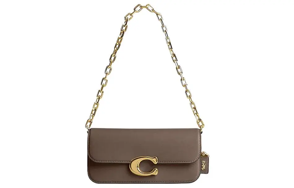 COACH IDOL Cow Leather Baguette Bag, Handbag, Shoulder Bag Women's Dark Lime Gray