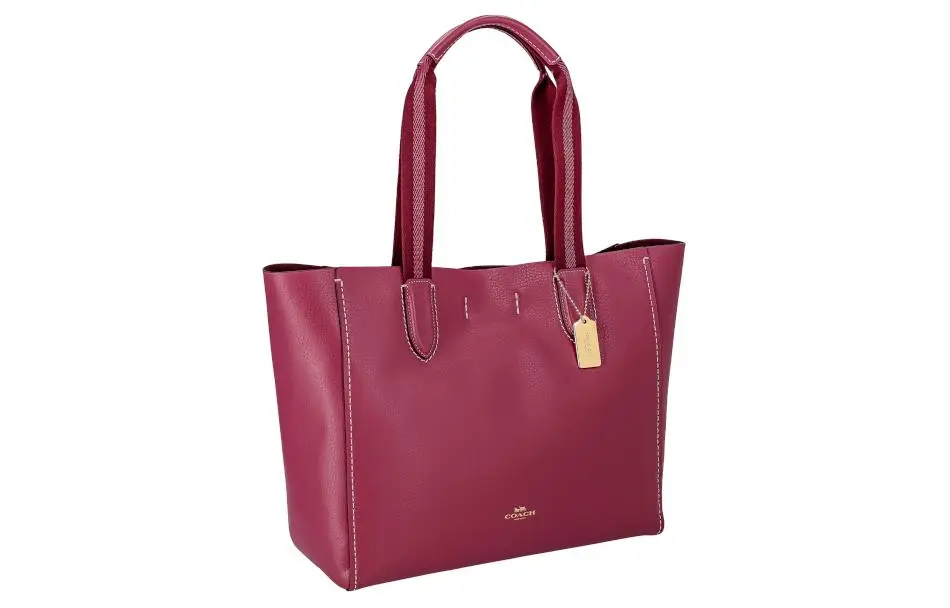 COACH Derby Leather Tote Shoulder Bags Women's Carmine