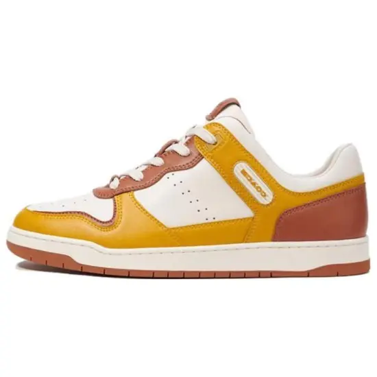 COACH Skateboard Shoes Men Low-Top Yellow Brown